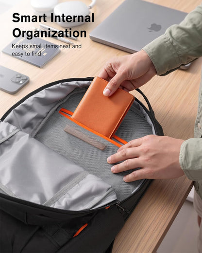 30L Travel Laptop Backpack TSA Carry-On for Business Trips Commute | 100% RPET Recycled Fabric | EVA-cushioned Laptop Protection | TSA 180° Lay-flat Opening | Reinforced Stability Base Panel