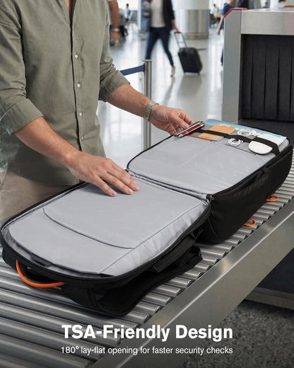 30L Travel Laptop Backpack TSA Carry-On for Business Trips Commute | 100% RPET Recycled Fabric | EVA-cushioned Laptop Protection | TSA 180° Lay-flat Opening | Reinforced Stability Base Panel