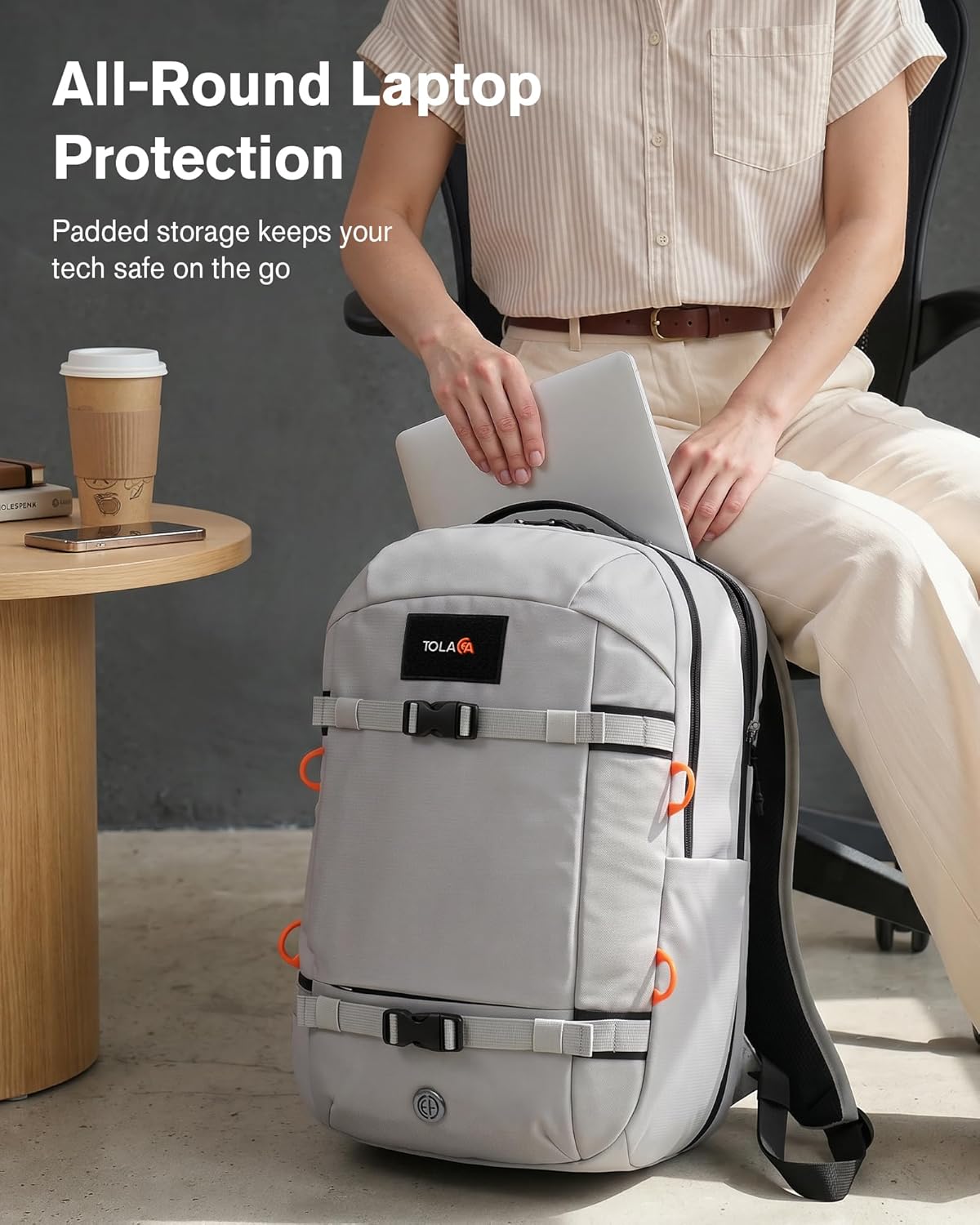 30L Travel Laptop Backpack TSA Carry-On for Business Trips Commute | 100% RPET Recycled Fabric | EVA-cushioned Laptop Protection | TSA 180° Lay-flat Opening | Reinforced Stability Base Panel