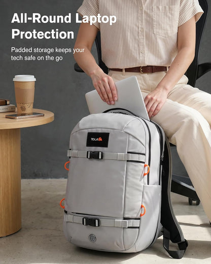 30L Travel Laptop Backpack TSA Carry-On for Business Trips Commute | 100% RPET Recycled Fabric | EVA-cushioned Laptop Protection | TSA 180° Lay-flat Opening | Reinforced Stability Base Panel