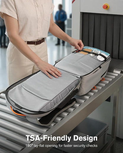 30L Travel Laptop Backpack TSA Carry-On for Business Trips Commute | 100% RPET Recycled Fabric | EVA-cushioned Laptop Protection | TSA 180° Lay-flat Opening | Reinforced Stability Base Panel