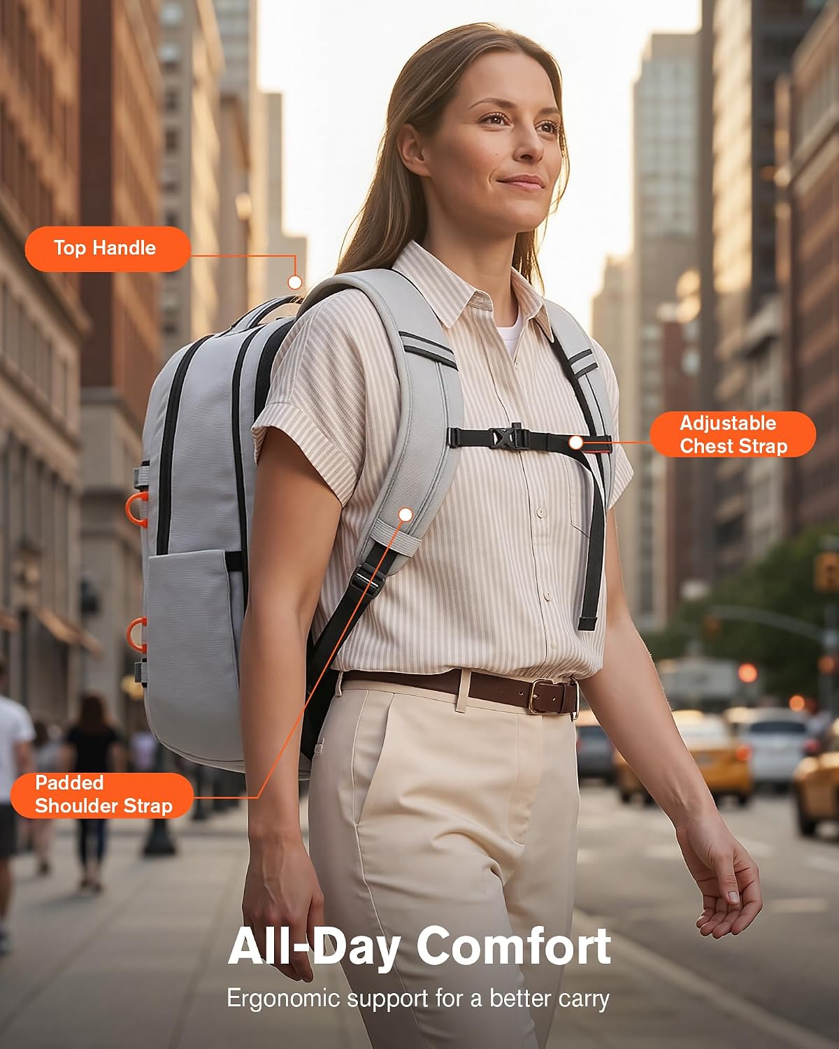 30L Travel Laptop Backpack TSA Carry-On for Business Trips Commute | 100% RPET Recycled Fabric | EVA-cushioned Laptop Protection | TSA 180° Lay-flat Opening | Reinforced Stability Base Panel
