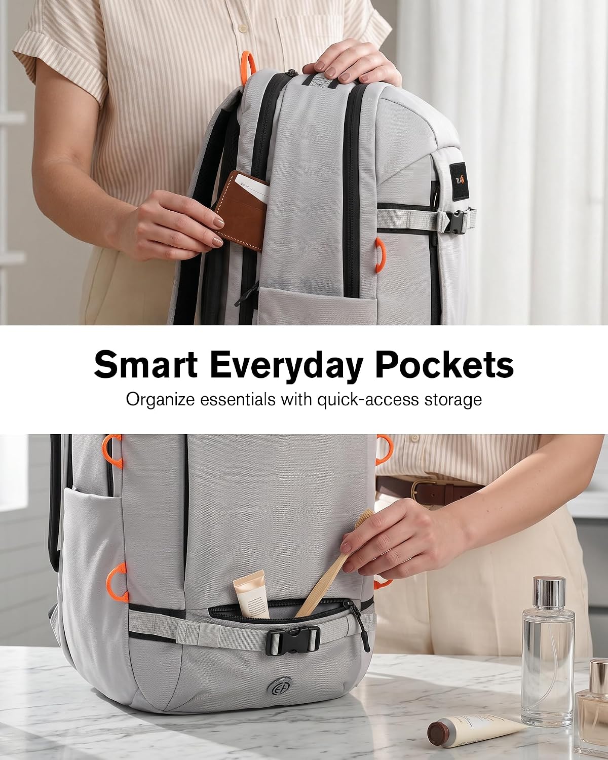 30L Travel Laptop Backpack TSA Carry-On for Business Trips Commute | 100% RPET Recycled Fabric | EVA-cushioned Laptop Protection | TSA 180° Lay-flat Opening | Reinforced Stability Base Panel