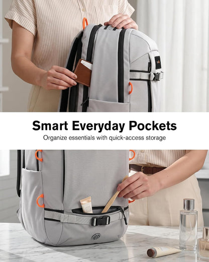 30L Travel Laptop Backpack TSA Carry-On for Business Trips Commute | 100% RPET Recycled Fabric | EVA-cushioned Laptop Protection | TSA 180° Lay-flat Opening | Reinforced Stability Base Panel