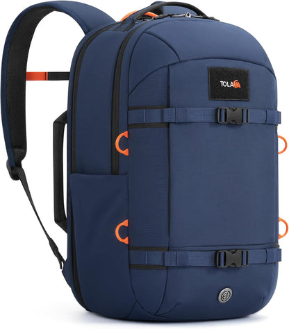 30L Travel Laptop Backpack TSA Carry-On for Business Trips Commute | 100% RPET Recycled Fabric | EVA-cushioned Laptop Protection | TSA 180° Lay-flat Opening | Reinforced Stability Base Panel