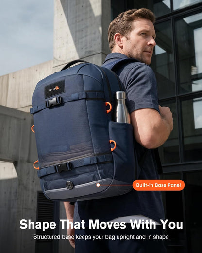 30L Travel Laptop Backpack TSA Carry-On for Business Trips Commute | 100% RPET Recycled Fabric | EVA-cushioned Laptop Protection | TSA 180° Lay-flat Opening | Reinforced Stability Base Panel
