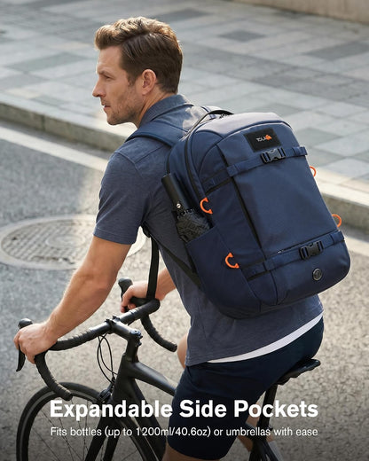 30L Travel Laptop Backpack TSA Carry-On for Business Trips Commute | 100% RPET Recycled Fabric | EVA-cushioned Laptop Protection | TSA 180° Lay-flat Opening | Reinforced Stability Base Panel