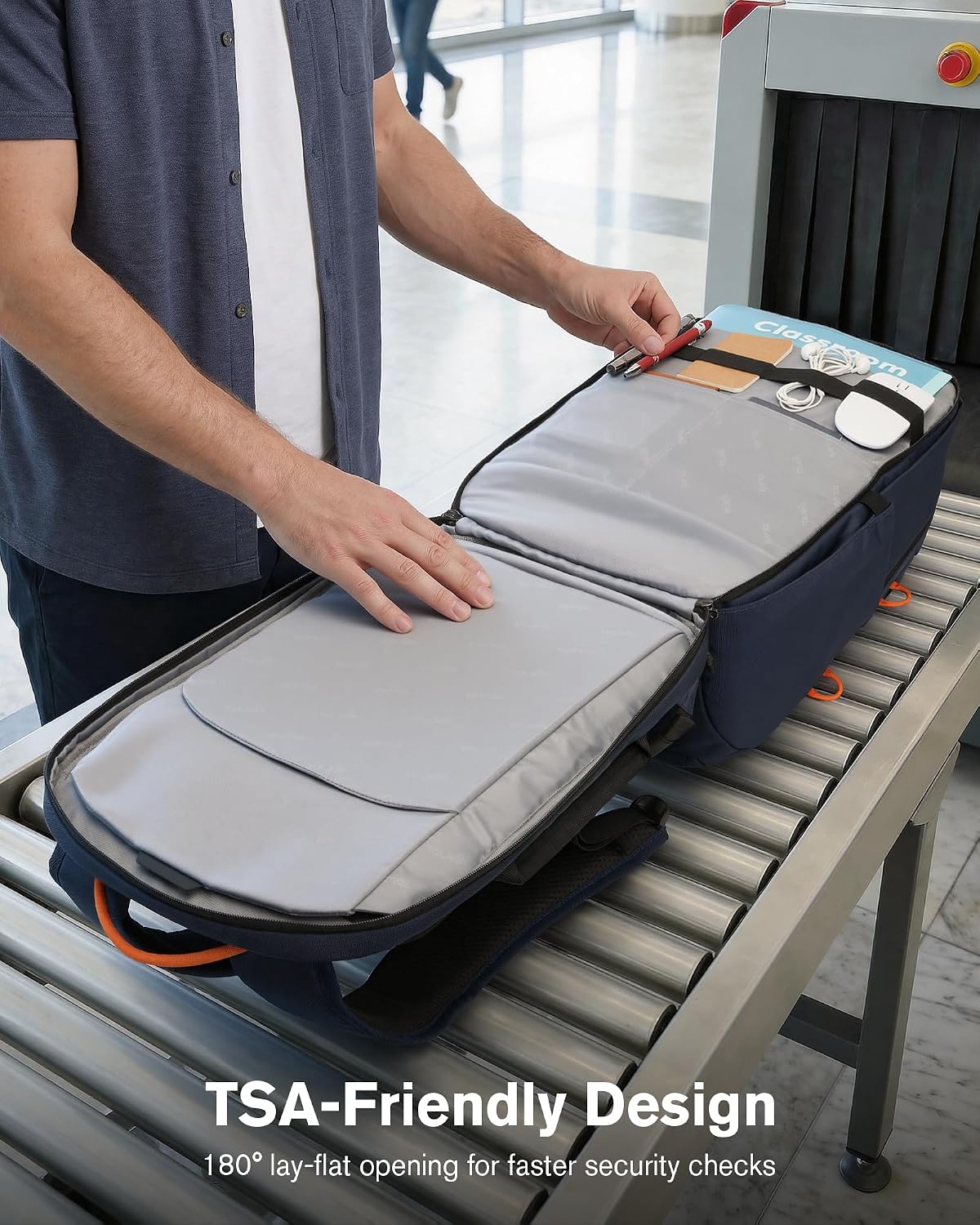 30L Travel Laptop Backpack TSA Carry-On for Business Trips Commute | 100% RPET Recycled Fabric | EVA-cushioned Laptop Protection | TSA 180° Lay-flat Opening | Reinforced Stability Base Panel