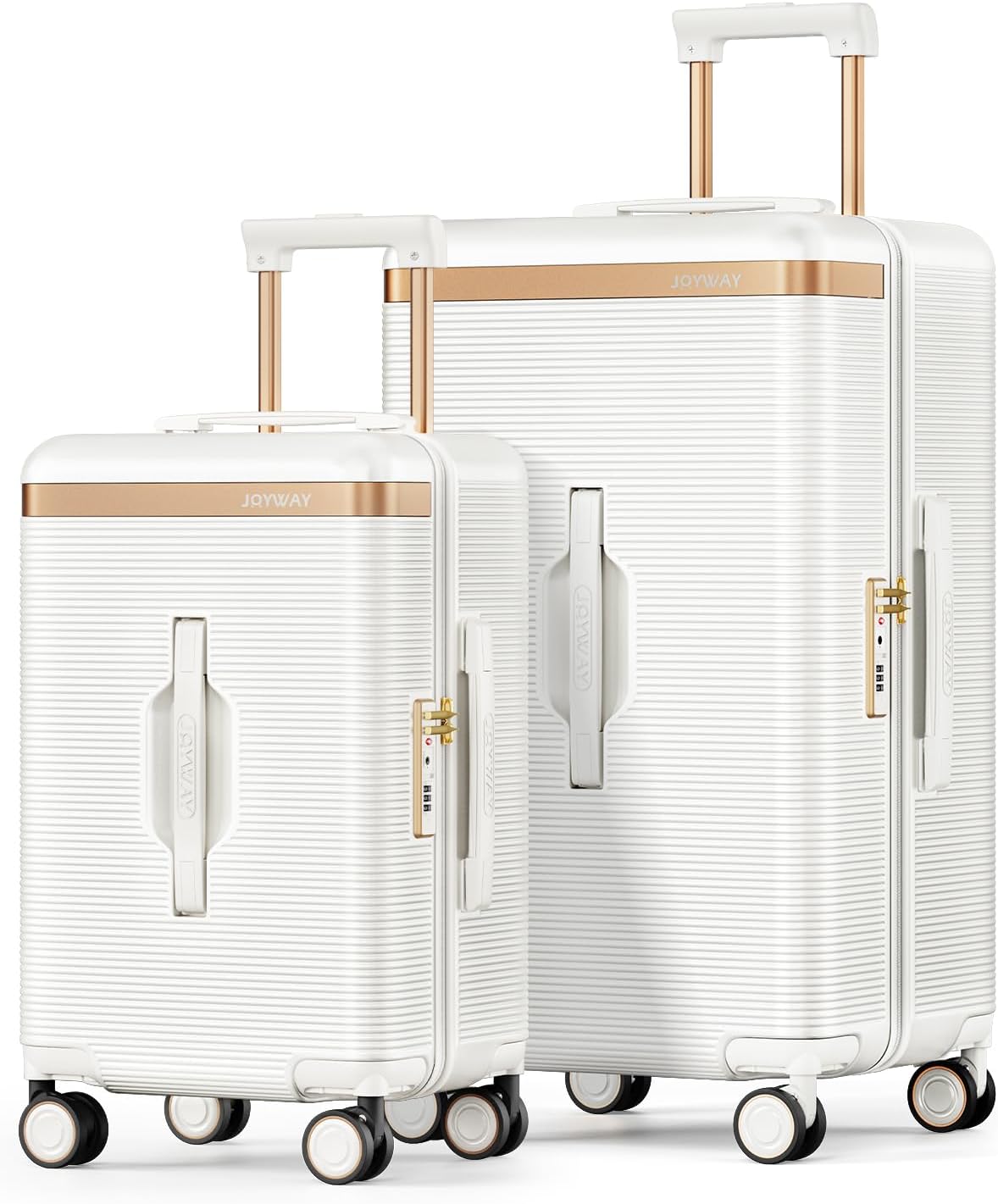 22 Inch Carry On Luggage with Spinner Wheels and Cup Holder, White | Pressure-resistant Frame, Lightweight Hard Shell Suitcase, Shock Absorbing Silent Wheels, TSA Lock, Great for Vacations