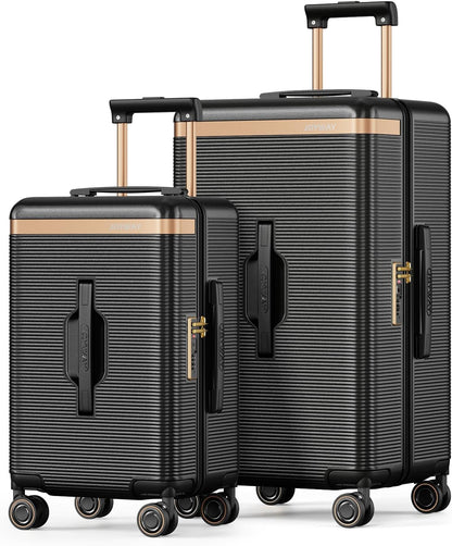 22 Inch Carry On Luggage with Spinner Wheels and Cup Holder, White | Pressure-resistant Frame, Lightweight Hard Shell Suitcase, Shock Absorbing Silent Wheels, TSA Lock, Great for Vacations