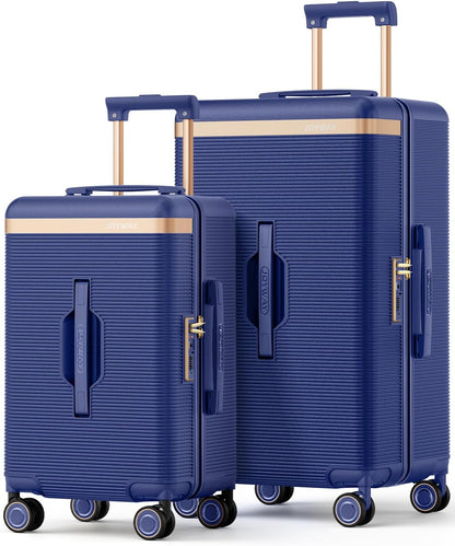 22 Inch Carry On Luggage with Spinner Wheels and Cup Holder, White | Pressure-resistant Frame, Lightweight Hard Shell Suitcase, Shock Absorbing Silent Wheels, TSA Lock, Great for Vacations