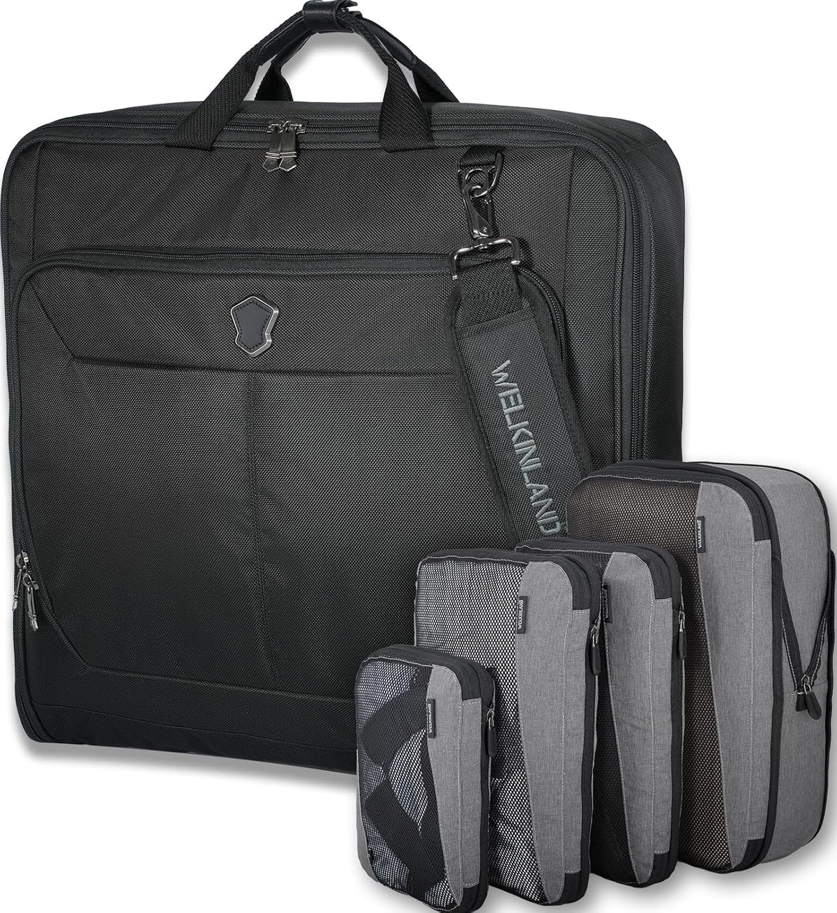 3-Suits Garment Bags for Travel W/ 4-Pack Compression Packing Cubes, 30L-Large Carry On Garment Bag for Travel, 15-Pockets Suit Holder Travel Bag, Wrinkle-Free Suit Garment Bag for Men
