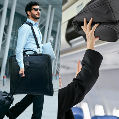 3-Suits Garment Bags for Travel W/ 4-Pack Compression Packing Cubes, 30L-Large Carry On Garment Bag for Travel, 15-Pockets Suit Holder Travel Bag, Wrinkle-Free Suit Garment Bag for Men