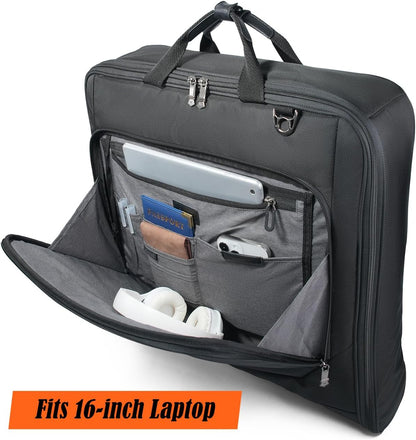 3-Suits Garment Bags for Travel W/ 4-Pack Compression Packing Cubes, 30L-Large Carry On Garment Bag for Travel, 15-Pockets Suit Holder Travel Bag, Wrinkle-Free Suit Garment Bag for Men