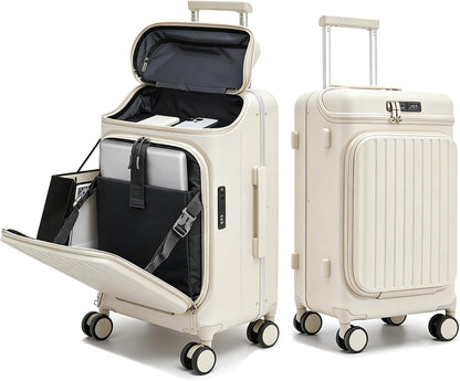 Top Opening Business Carry On Luggage, Front Pocket, TSA Lock | Top quick-grab pocket and front laptop access keep phone, passport and work items reachable at gates and security