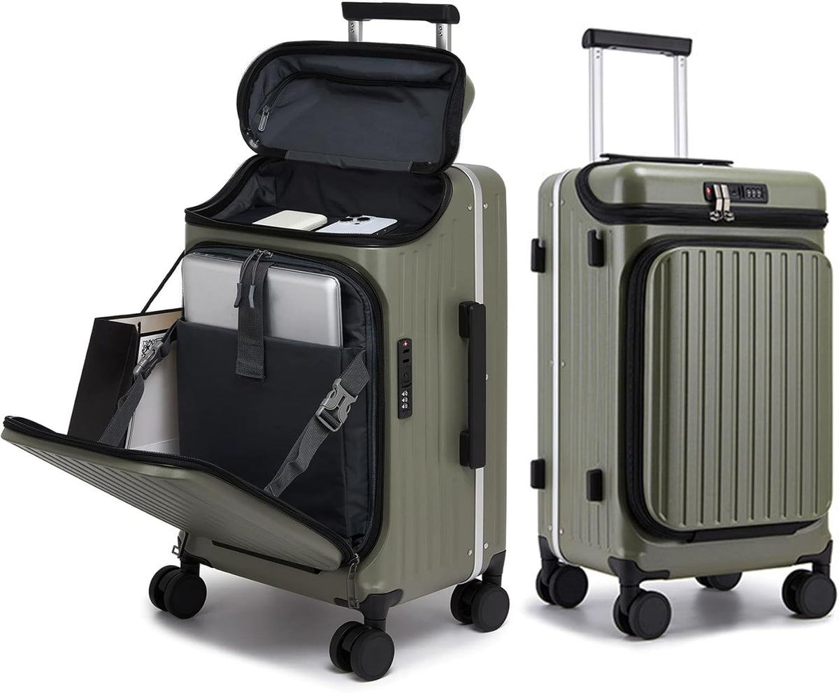 Top Opening Business Carry On Luggage, Front Pocket, TSA Lock | Top quick-grab pocket and front laptop access keep phone, passport and work items reachable at gates and security