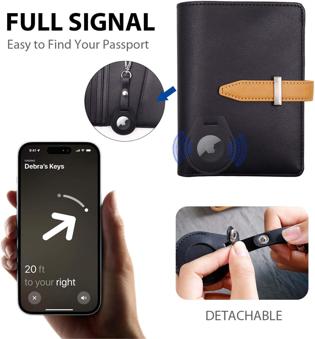 Passport wallets, Mulit-purpose RFID Blocking Passport Holder AirTag Wallet, Travel Wallet（Black）