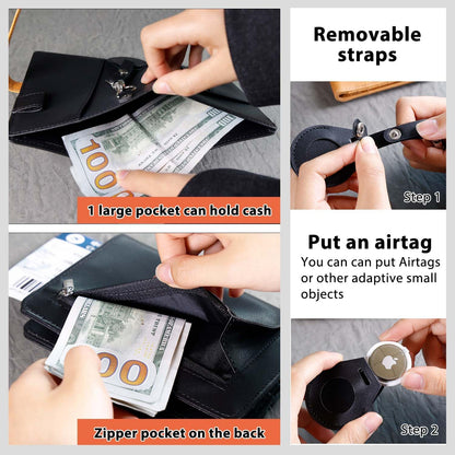 Passport wallets, Mulit-purpose RFID Blocking Passport Holder AirTag Wallet, Travel Wallet（Black）