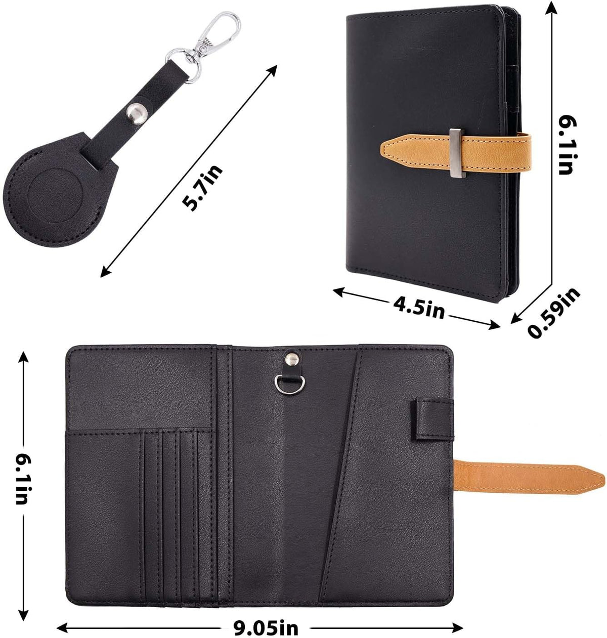 Passport wallets, Mulit-purpose RFID Blocking Passport Holder AirTag Wallet, Travel Wallet（Black）