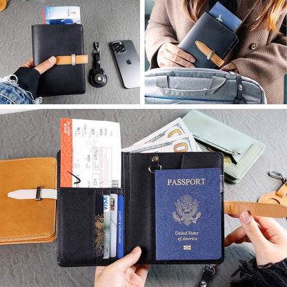 Passport wallets, Mulit-purpose RFID Blocking Passport Holder AirTag Wallet, Travel Wallet（Black）
