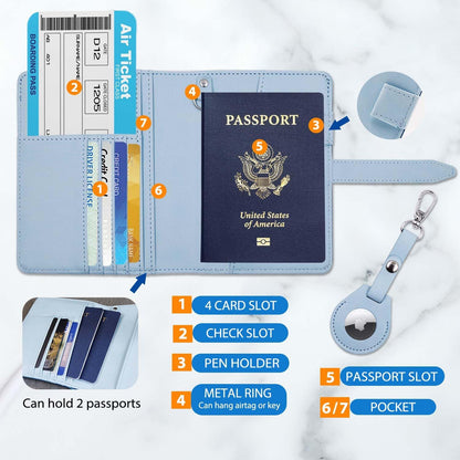 Passport wallets, Mulit-purpose RFID Blocking Passport Holder AirTag Wallet, Travel Wallet（Black）