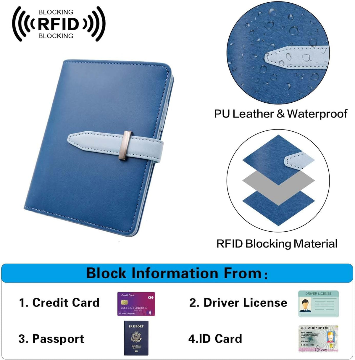 Passport wallets, Mulit-purpose RFID Blocking Passport Holder AirTag Wallet, Travel Wallet（Black）
