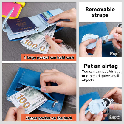 Passport wallets, Mulit-purpose RFID Blocking Passport Holder AirTag Wallet, Travel Wallet（Black）