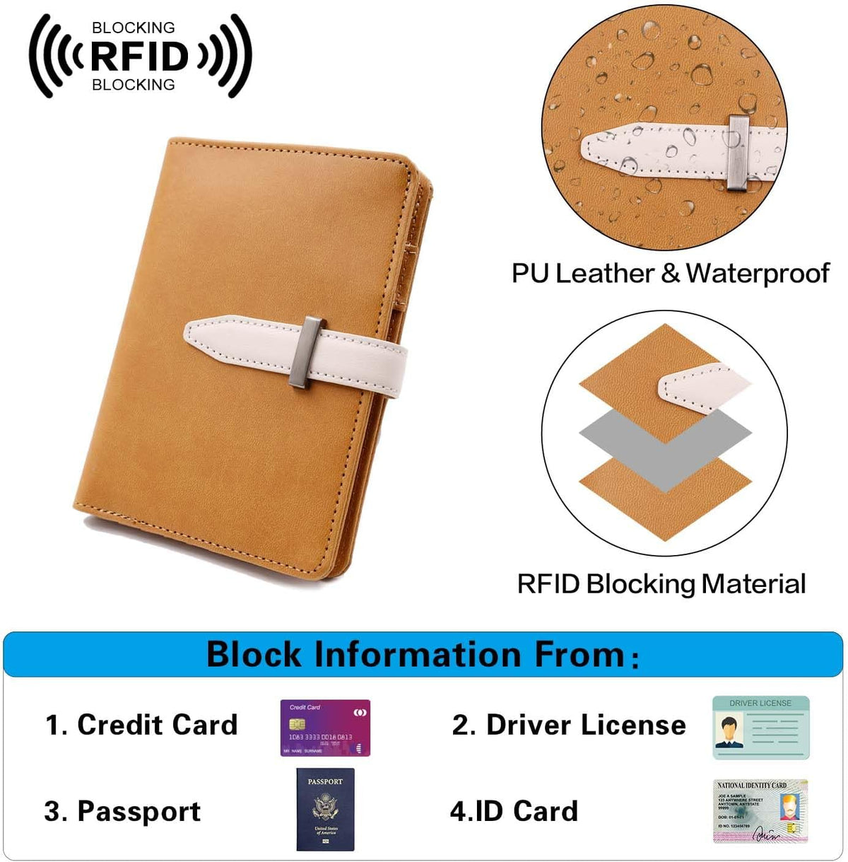 Passport wallets, Mulit-purpose RFID Blocking Passport Holder AirTag Wallet, Travel Wallet（Black）