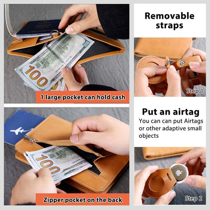 Passport wallets, Mulit-purpose RFID Blocking Passport Holder AirTag Wallet, Travel Wallet（Black）