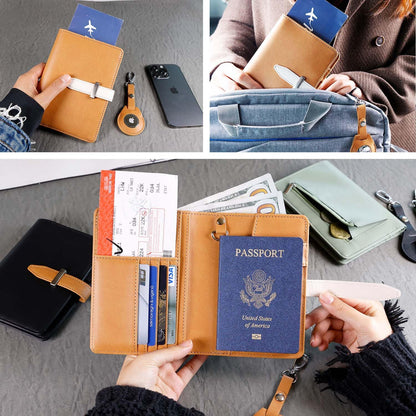 Passport wallets, Mulit-purpose RFID Blocking Passport Holder AirTag Wallet, Travel Wallet（Black）
