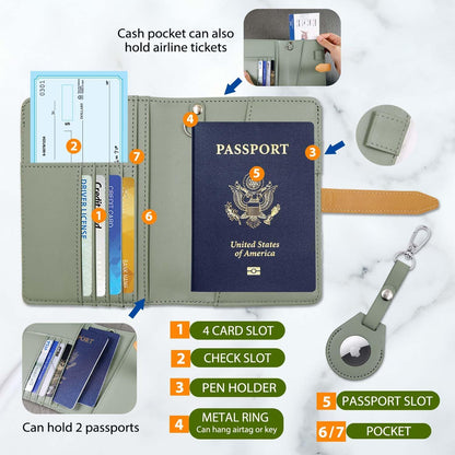 Passport wallets, Mulit-purpose RFID Blocking Passport Holder AirTag Wallet, Travel Wallet（Black）