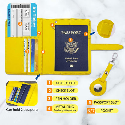 Passport wallets, Mulit-purpose RFID Blocking Passport Holder AirTag Wallet, Travel Wallet（Black）