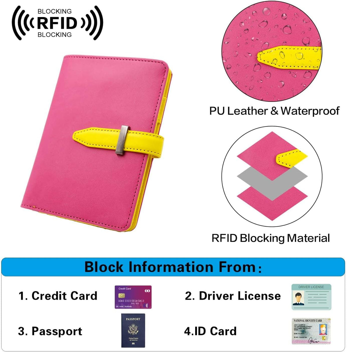 Passport wallets, Mulit-purpose RFID Blocking Passport Holder AirTag Wallet, Travel Wallet（Black）