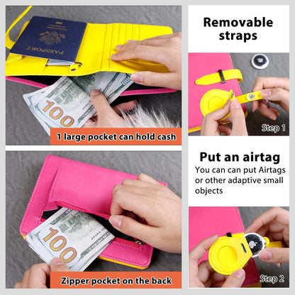 Passport wallets, Mulit-purpose RFID Blocking Passport Holder AirTag Wallet, Travel Wallet（Black）