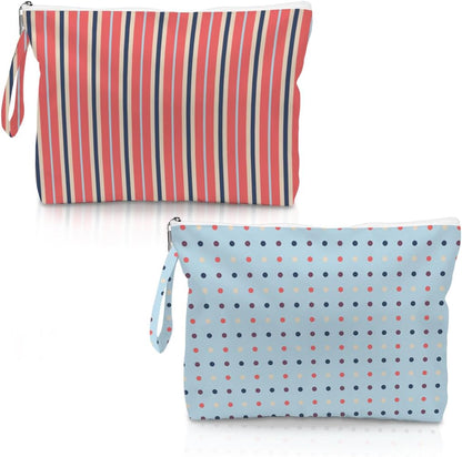 2 Pack Reusable Waterproof Wet Bag, Dry Wet Separation Storage Pouch for Travel Gym Beach Pool Swimsuits Toiletries Laundry Organizer