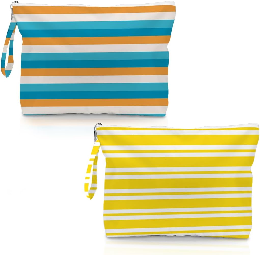 2 Pack Reusable Waterproof Wet Bag, Dry Wet Separation Storage Pouch for Travel Gym Beach Pool Swimsuits Toiletries Laundry Organizer