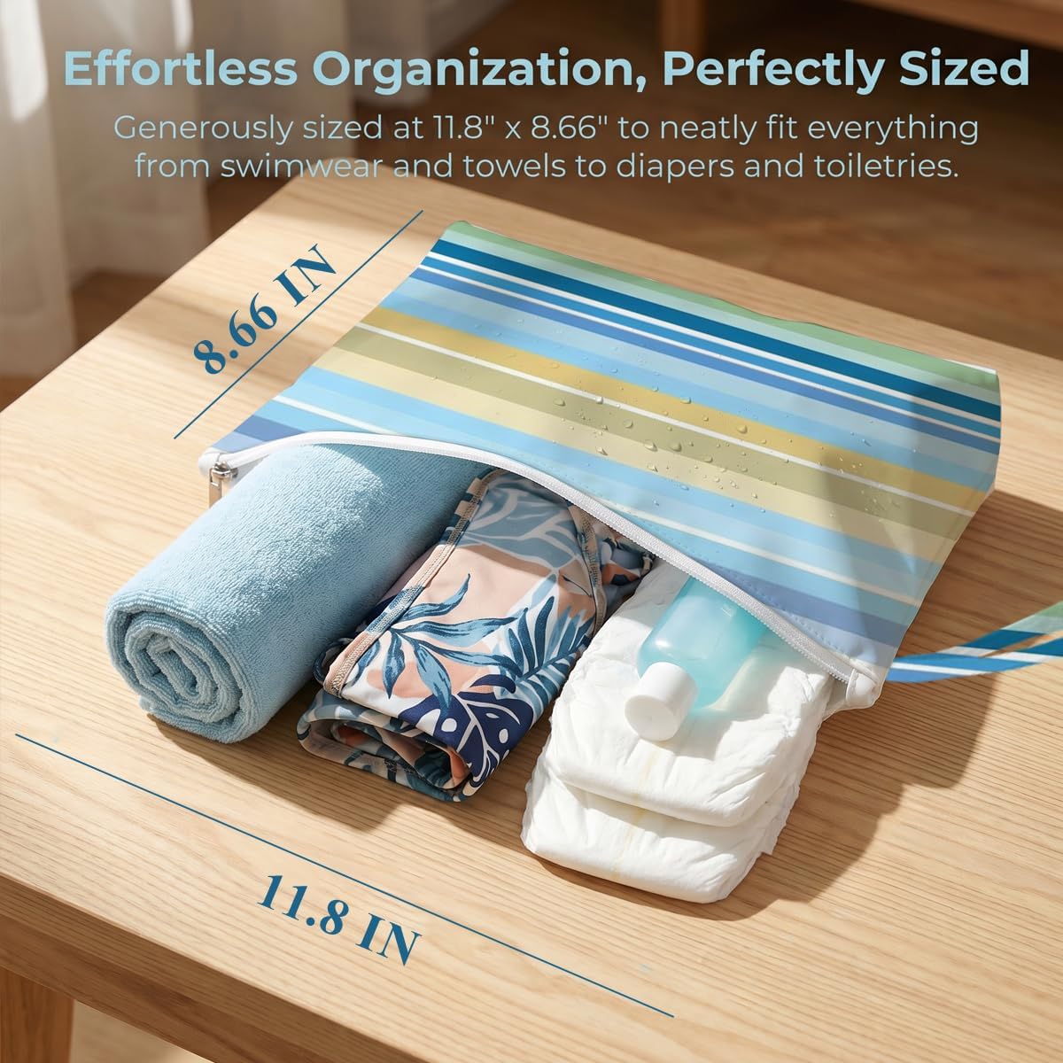 2 Pack Reusable Waterproof Wet Bag, Dry Wet Separation Storage Pouch for Travel Gym Beach Pool Swimsuits Toiletries Laundry Organizer
