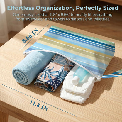 2 Pack Reusable Waterproof Wet Bag, Dry Wet Separation Storage Pouch for Travel Gym Beach Pool Swimsuits Toiletries Laundry Organizer