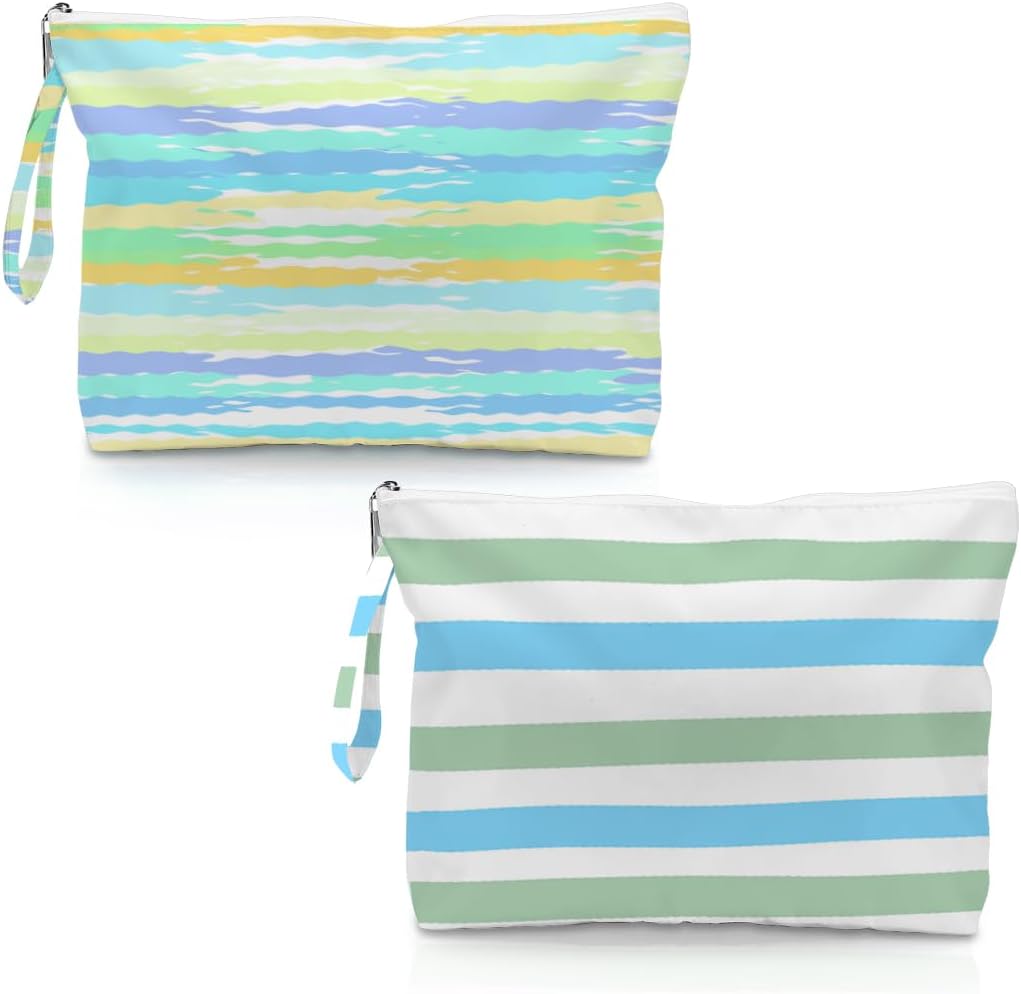 2 Pack Reusable Waterproof Wet Bag, Dry Wet Separation Storage Pouch for Travel Gym Beach Pool Swimsuits Toiletries Laundry Organizer