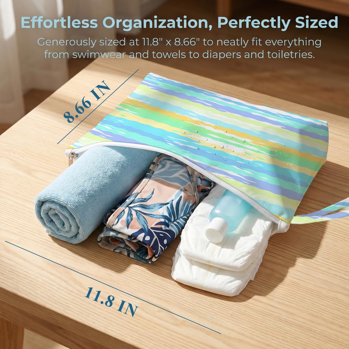 2 Pack Reusable Waterproof Wet Bag, Dry Wet Separation Storage Pouch for Travel Gym Beach Pool Swimsuits Toiletries Laundry Organizer