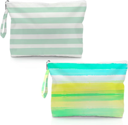 2 Pack Reusable Waterproof Wet Bag, Dry Wet Separation Storage Pouch for Travel Gym Beach Pool Swimsuits Toiletries Laundry Organizer