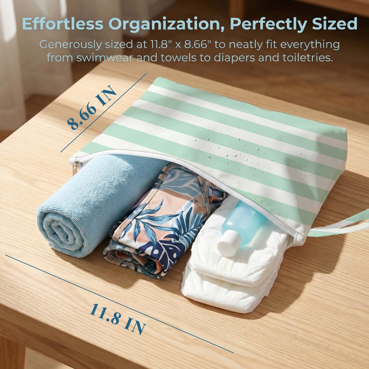 2 Pack Reusable Waterproof Wet Bag, Dry Wet Separation Storage Pouch for Travel Gym Beach Pool Swimsuits Toiletries Laundry Organizer