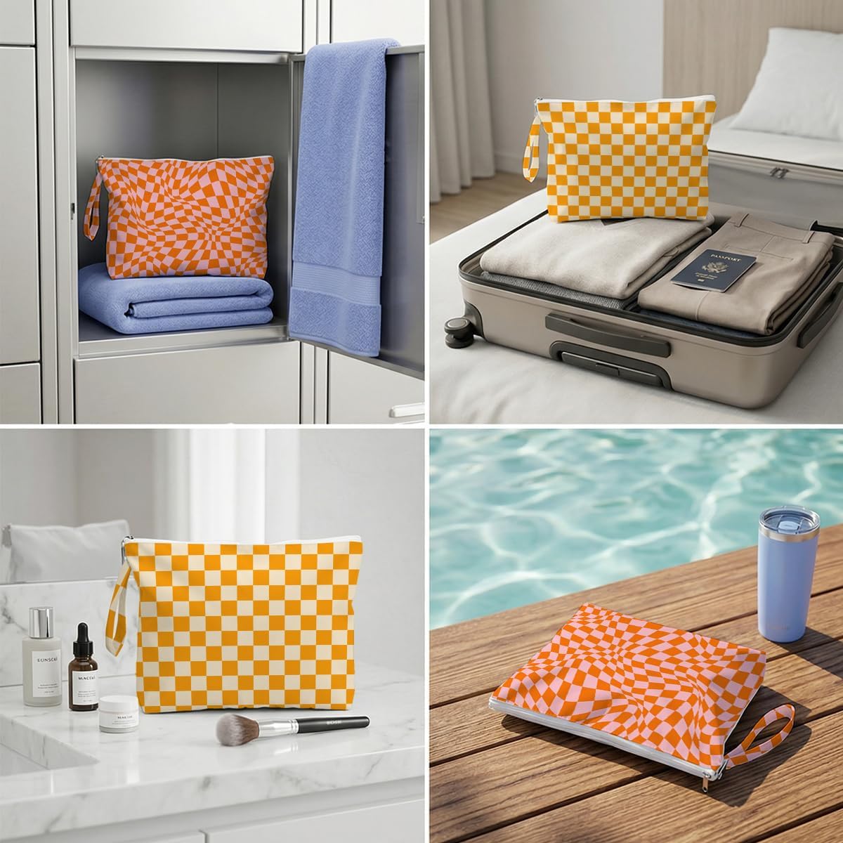 2 Pack Reusable Waterproof Wet Bag, Dry Wet Separation Storage Pouch for Travel Gym Beach Pool Swimsuits Toiletries Laundry Organizer