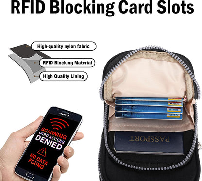Phone Crossbody Bags for Women Small Nylon Touch Screen Purses | Clear Phone Window, RFID, Adjustable Strap, for Daily Essentials