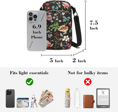 Phone Crossbody Bags for Women Small Nylon Touch Screen Purses | Clear Phone Window, RFID, Adjustable Strap, for Daily Essentials