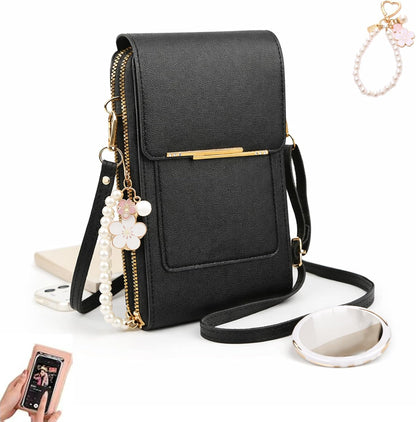 Touch Screen Phone Crossbody Bag, Waterproof PU Leather with Adjustable Shoulder Straps, for Women Outdoor, Travel