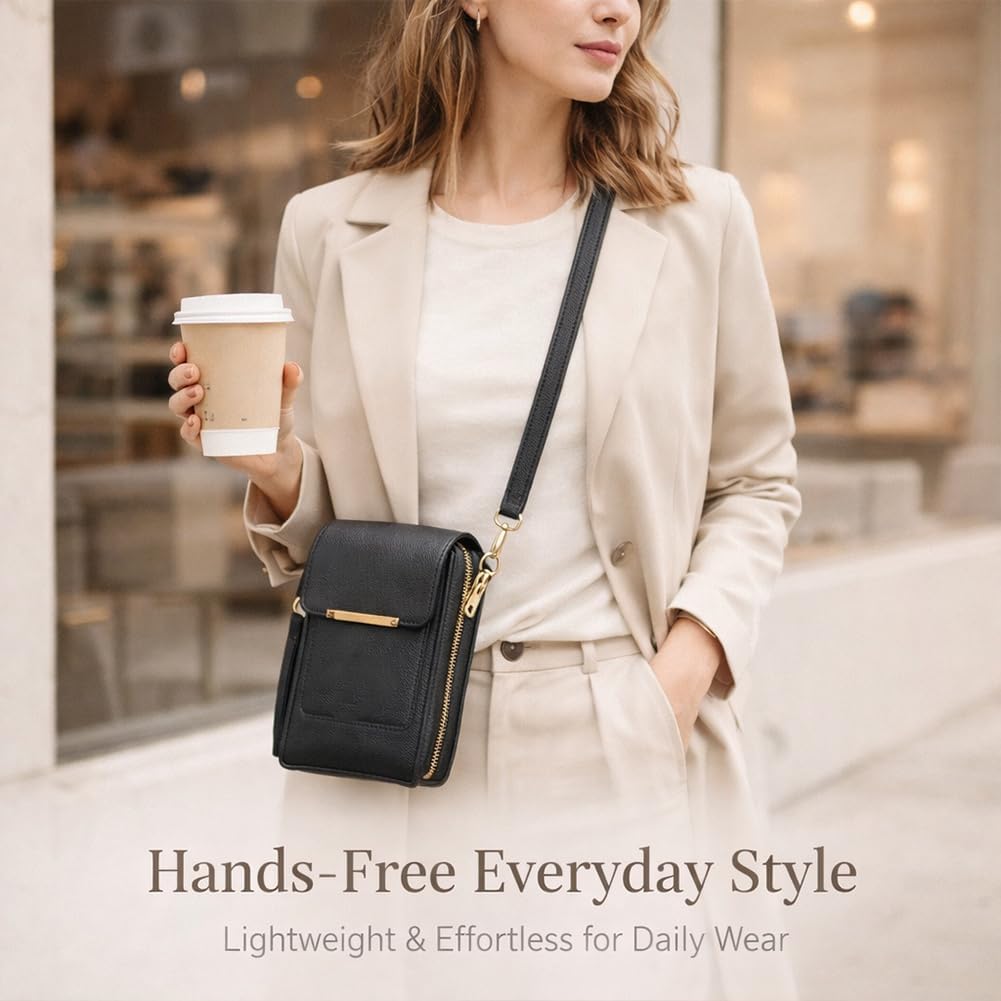 Touch Screen Phone Crossbody Bag, Waterproof PU Leather with Adjustable Shoulder Straps, for Women Outdoor, Travel
