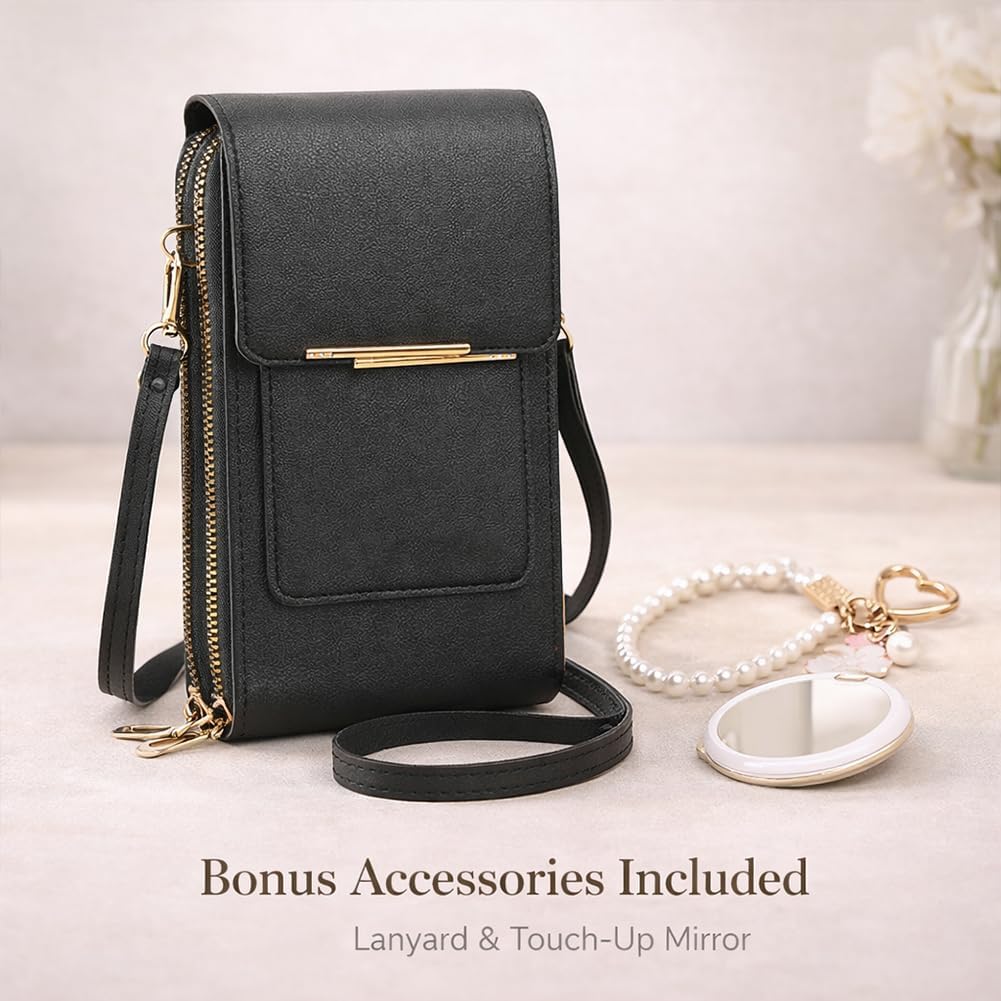 Touch Screen Phone Crossbody Bag, Waterproof PU Leather with Adjustable Shoulder Straps, for Women Outdoor, Travel