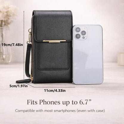 Touch Screen Phone Crossbody Bag, Waterproof PU Leather with Adjustable Shoulder Straps, for Women Outdoor, Travel