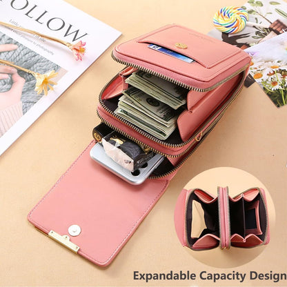 Touch Screen Phone Crossbody Bag, Waterproof PU Leather with Adjustable Shoulder Straps, for Women Outdoor, Travel